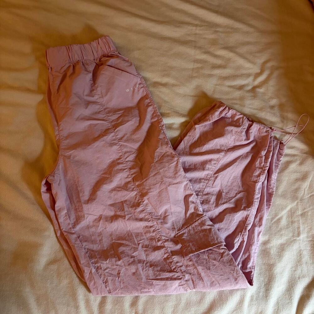 WILO THE LABEL PINK NYLON PARACHUTE CARGO PANTS